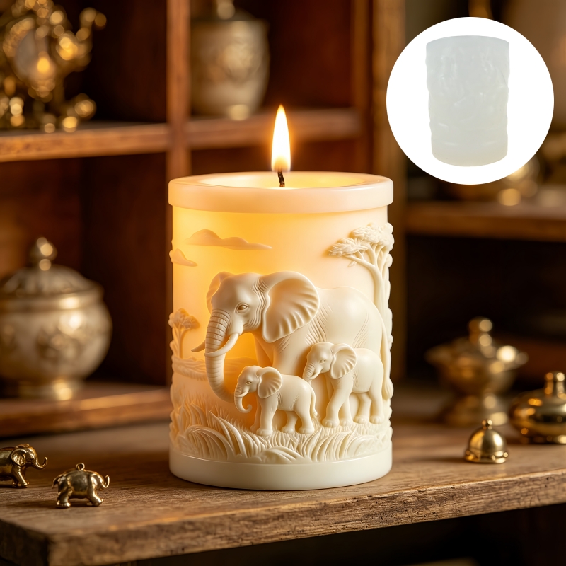 Candle Making For Kids - Elephant and Elephant Child Cylindrical Candle