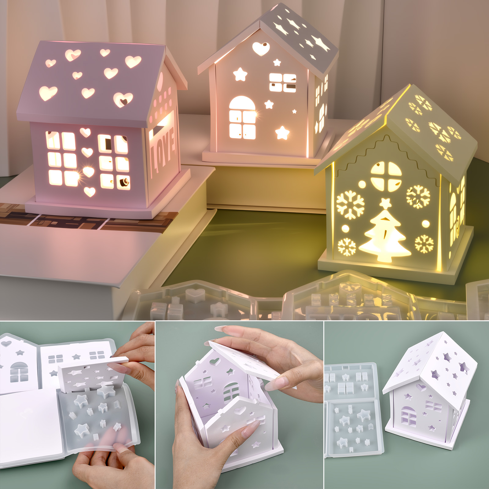 3D House Silicone Mold DIY Chr - đánh giá và giá Candle Making Diy