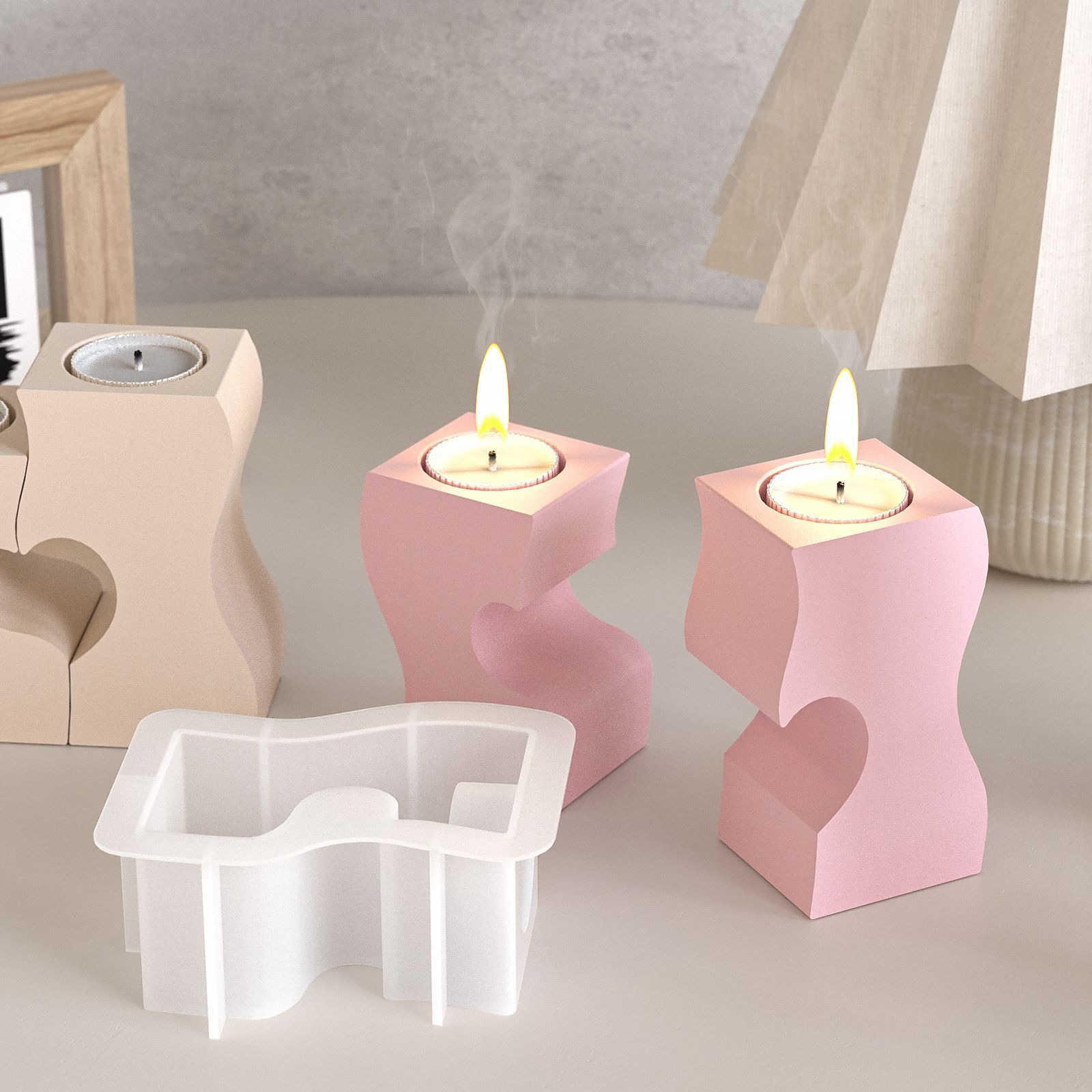 S Heart Candlestick Silicone M - đánh giá và giá Candle Making Diy